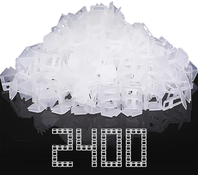 Main image of Tile Spacers 2400 Pcs Tile Clips, Tile Leveling System Clips 1/32 Inch Tile Leveling Clips for Floor Wall Installation, Ceramic Porcelain Tiles and Stone Installation, Help Correct Tile Bowing