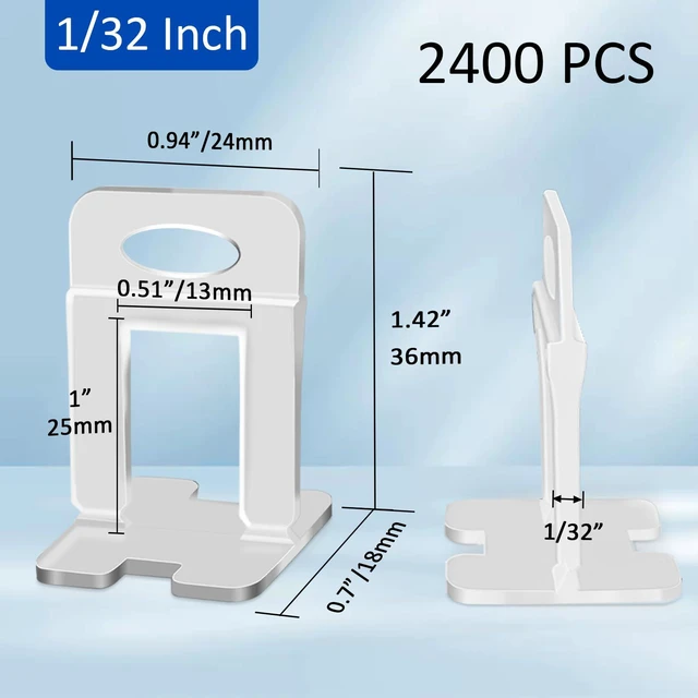 Alt view image 2 of 7 - Tile Spacers 2400 Pcs Tile Clips, Tile Leveling System Clips 1/32 Inch Tile Leveling Clips for Floor Wall Installation, Ceramic Porcelain Tiles and Stone Installation, Help Correct Tile Bowing