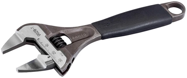 Main image of BAH9029RTUS Ergo Big-Mouth Adjustable Wrench Thin Jaw Wide Mouth with Rubber Handle - 6 Inch - Black Phosphate Finish