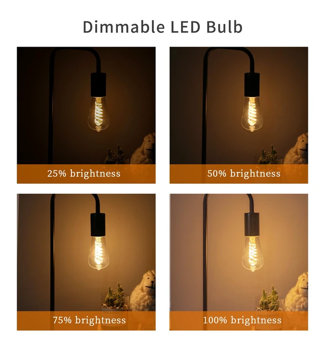 Alt view image 4 of 7 - 12 PCS ST58 Dimmable Spiral Vintage E26 LED Bulb 60 Watt LED Edison Bulbs Antique decorative Filament Light Bulbs, 6W Equivalent 60 Watt, Warm 2700K, 600 Lumen, E26 Base, Clear Plastic