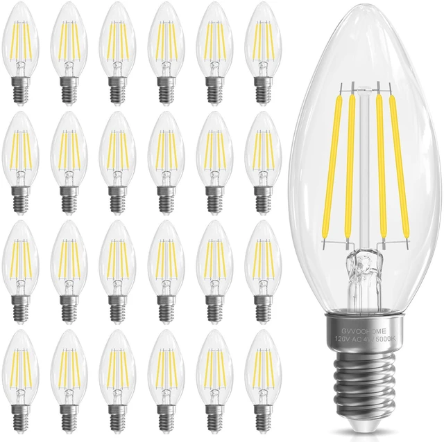 Main image of Candelabra Light Bulbs, Chandelier Light Bulb E12 LED Bulb, 5000K 24 Pack, Daylight B10 LED Candle Bulb, 40 watt Equivalent, Non-Dimmable E12 Candelabra Bulb, 90+CRI, 400LM, Clear Glass
