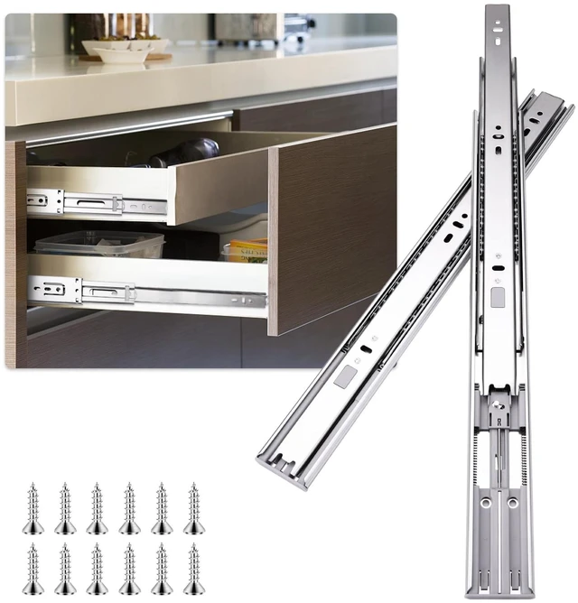 Main image of 22 inch Drawer Slides 4 Pairs (8pcs) Soft Self Close Full Extension Ball Bearing Drawer Rails Side Mount Metal Dresser Runners for File Cabinet Trash Can Kitchen Wardrobe Glides 22" 100 LB Capacity