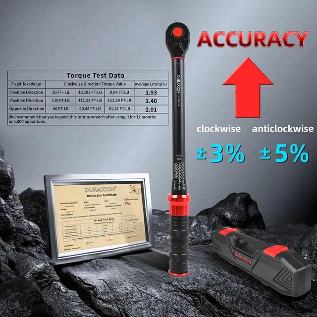 Alt view image 2 of 7 - 3/8-Inch Drive Torque Wrench 10-110ft.lb/13.56-149.14Nm ±3% Precision Dual Direction Torque Wrenches with 72-Tooth Dual Range Scales with Ft.Lbs and N.m