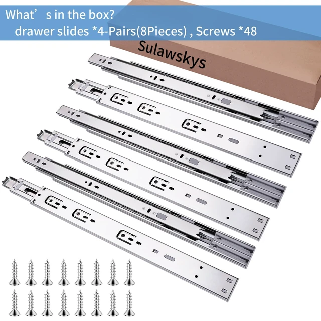 Alt view image 6 of 7 - 22 inch Drawer Slides 4 Pairs (8pcs) Soft Self Close Full Extension Ball Bearing Drawer Rails Side Mount Metal Dresser Runners for File Cabinet Trash Can Kitchen Wardrobe Glides 22" 100 LB Capacity