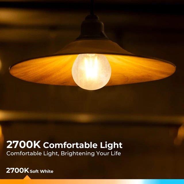 Alt view image 3 of 7 - E26 G16.5 Globe LED Edison Bulb, 60W Equivalent, 2700K Warm White Round Globe Bulbs, 6W 600LM, 90+ CRI, Chandeliers, Ceiling Fan, Vanity & Pendant Lights, Dimmable, 12 Pack