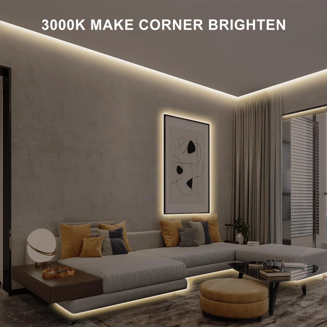 Alt view image 2 of 7 - 32.8ft COB Led Strip Light with Remote, 3000K Ra93+ Dimmable Bright Warm White Led COB Strip Light, White Led Strip Light for Mirror, Stair, Cabinet, Room