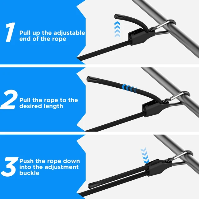 Alt view image 6 of 7 - 48 Inch Adjustable Bungee Cords with Carabiner Hooks 4 Pack Heavy Duty Outdoor Super Elastic Bungee Straps Easily Adjust from 8" to 53" for Cargo, Bike, Luggage, Carts, Truck