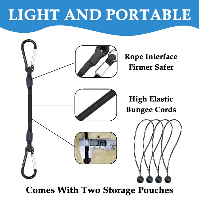 Alt view image 3 of 7 - 12" 18" 24" Mini Short Bungee Cords with Carabiner Hooks Kit Mini Short Bungee Cords and 9" Length Ball Bungee Elastic Tie Downs Straps Assortment Kit for Tent, Bike, Kayak, Luggage