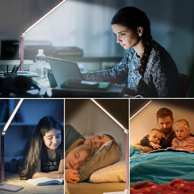 Alt view image 6 of 7 - LED Desk Lamp with Wireless Charger, USB Charging Port, Eye Care 10 Brightness Levels, 5 Color Modes, Touch Control, Auto Timer, Dimmable Reading Light for Home Office, 20W Power Adapter