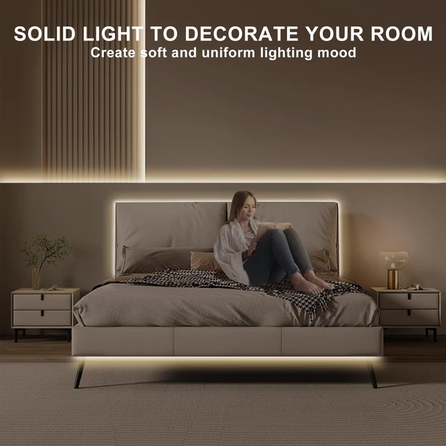 Alt view image 7 of 7 - 32.8ft COB Led Strip Light with Remote, 3000K Ra93+ Dimmable Bright Warm White Led COB Strip Light, White Led Strip Light for Mirror, Stair, Cabinet, Room