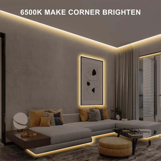 Alt view image 2 of 7 - 32.8ft COB Led Strip Light with Remote, 2700K Ra93+ Dimmable Bright Warm White Led COB Strip Light, White Led Strip Light for Mirror, Stair, Cabinet, Room