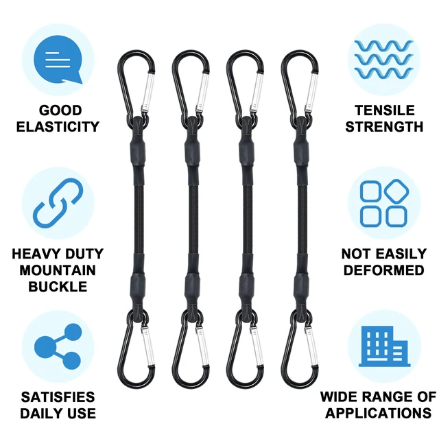 Alt view image 5 of 7 - 12" 18" 24" Mini Short Bungee Cords with Carabiner Hooks Kit Mini Short Bungee Cords and 9" Length Ball Bungee Elastic Tie Downs Straps Assortment Kit for Tent, Bike, Kayak, Luggage
