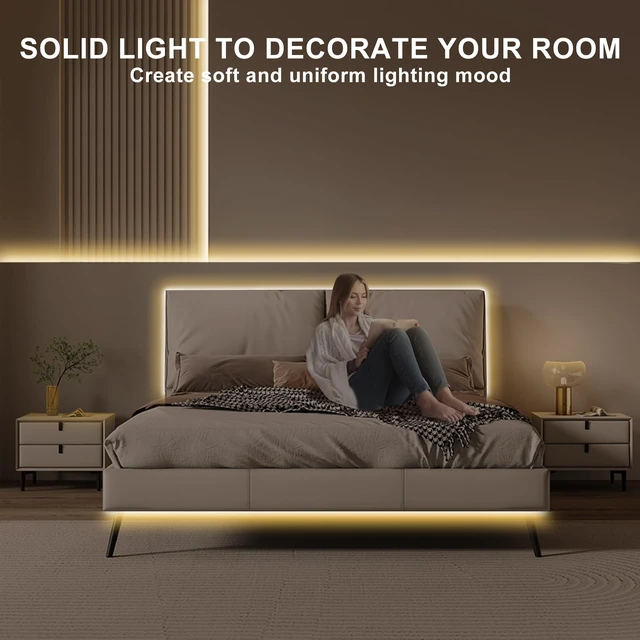 Alt view image 7 of 7 - 32.8ft COB Led Strip Light with Remote, 2700K Ra93+ Dimmable Bright Warm White Led COB Strip Light, White Led Strip Light for Mirror, Stair, Cabinet, Room