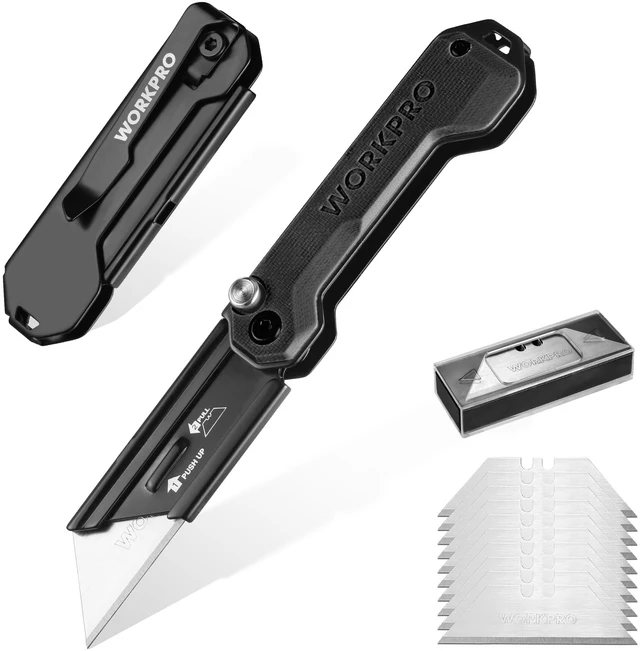 Main image of 2PCS EDC Folding Utility Knife, Mini Box Cutter with Quick Open Axis Lock, Quick Change Blade Razor Knife, Foldable Small Pocket Knife with Belt Clip, 2 Packs with 10 Extra Blades