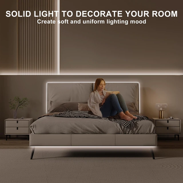 Alt view image 6 of 7 - 32.8ft COB LED Strip Light with Remote, 4000K Ra93+ Dimmable Bright Neutral White Led COB Strip Light, White Led Strip Light for Mirror, Stair, Cabinet, Room