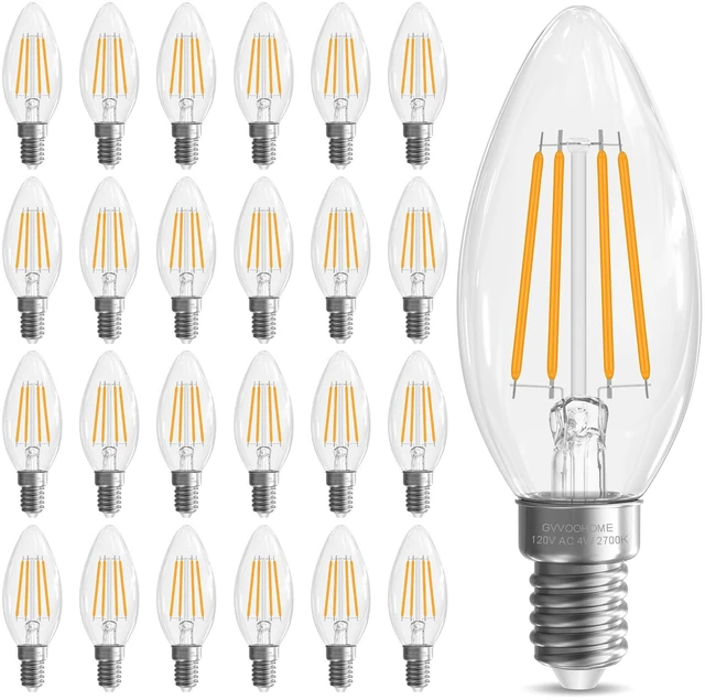 Main image of 2700K Soft White Candelabra Light Bulbs, E12 LED Bulb, 24 Pack 40 watt Equivalent E12 Candelabra Bulb, Non-Dimmable Chandelier Light Bulbs, 400LM, B10 LED Candle Bulb, 90+CRI, Clear Glass