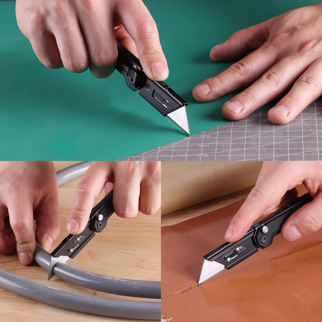 Alt view image 7 of 7 - 2PCS EDC Folding Utility Knife, Mini Box Cutter with Quick Open Axis Lock, Quick Change Blade Razor Knife, Foldable Small Pocket Knife with Belt Clip, 2 Packs with 10 Extra Blades