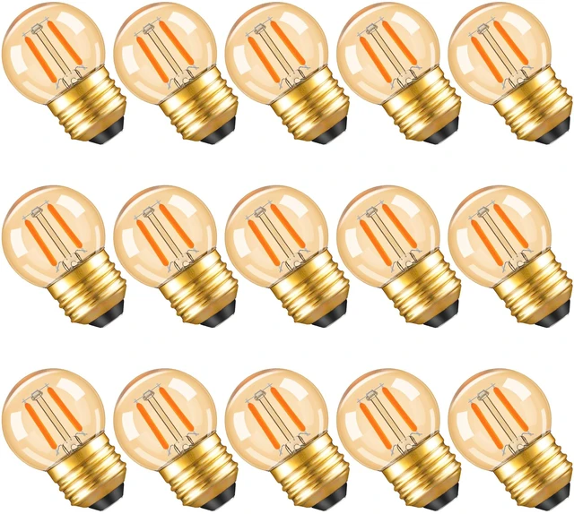 Main image of G40 LED Low Watt Light Bulbs Warm Glow E26 Amber 1W 10 Watt Light Bulb Low Lumen Light Bulb Small Edison Short Light Bulbs Decorative Dim Light Bulbs for Lamp,Bedroom,2200K 100LM,15 PACK