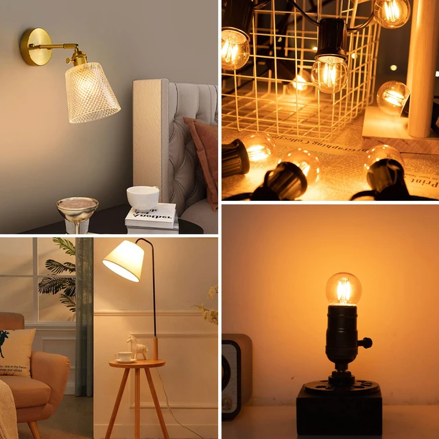 Alt view image 2 of 6 - G40 LED Low Watt Light Bulbs Warm Glow E26 Amber 1W 10 Watt Light Bulb Low Lumen Light Bulb Small Edison Short Light Bulbs Decorative Dim Light Bulbs for Lamp,Bedroom,2200K 100LM,15 PACK