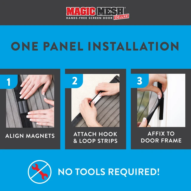 Alt view image 6 of 7 - Deluxe, Black | Magnetic Screen Door, Heavy Duty, Magnetic Closure, Door Net, Patio Screen, Sliding Door Screen, Bug Screen for Doorways, Kid & Pet Friendly | Size 39" x 83" (Pack of 2)