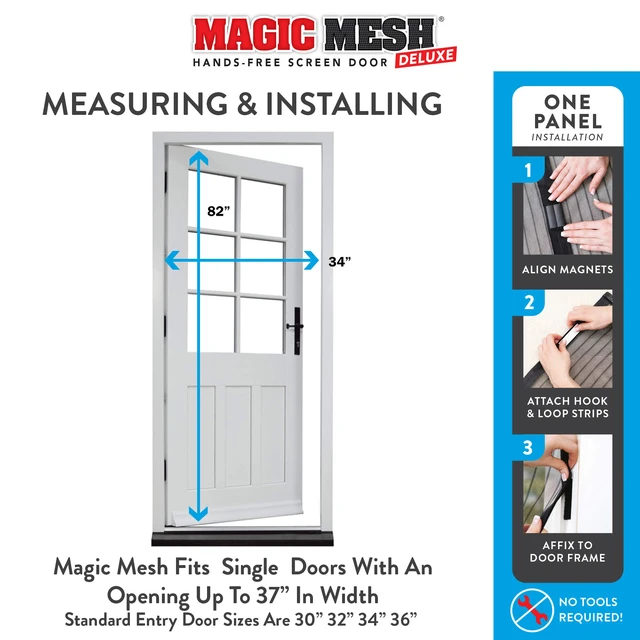 Alt view image 5 of 7 - Deluxe, Black | Magnetic Screen Door, Heavy Duty, Magnetic Closure, Door Net, Patio Screen, Sliding Door Screen, Bug Screen for Doorways, Kid & Pet Friendly | Size 39" x 83" (Pack of 2)