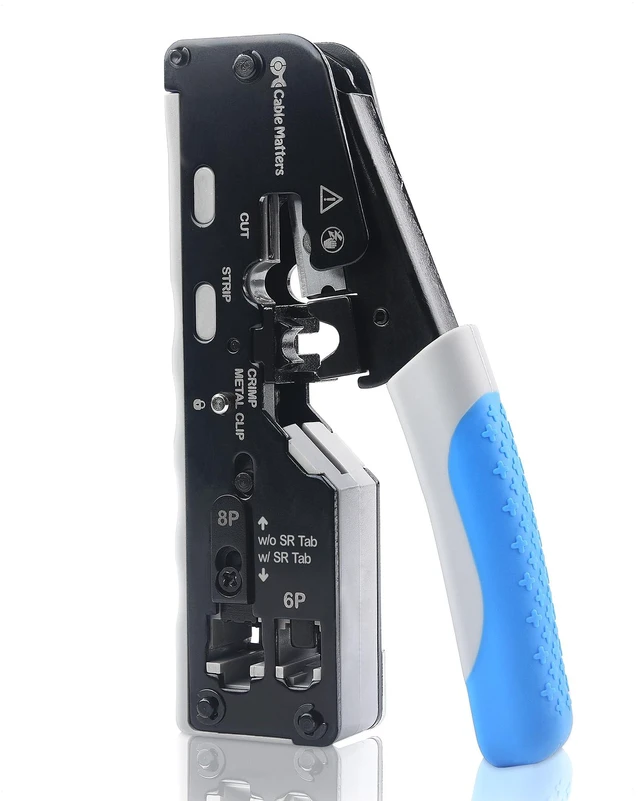 Main image of All-In-One Modular Ethernet Crimping Tool Cat 8 Cat5, Cat6, Cat7, Cat8 Crimping Tool, for Shielded Pass-through Connectors