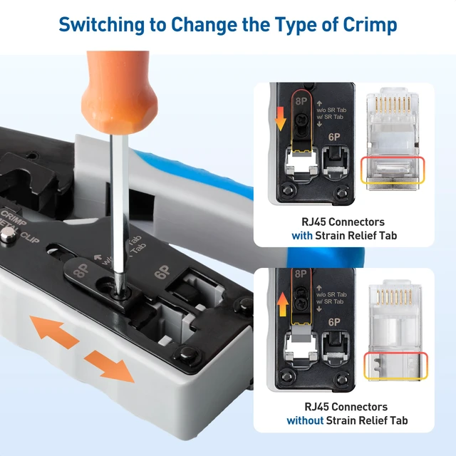 Alt view image 4 of 7 - All-In-One Modular Ethernet Crimping Tool Cat 8 Cat5, Cat6, Cat7, Cat8 Crimping Tool, for Shielded Pass-through Connectors