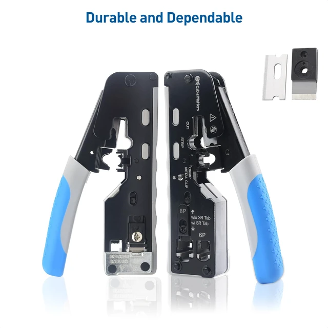 Alt view image 7 of 7 - All-In-One Modular Ethernet Crimping Tool Cat 8 Cat5, Cat6, Cat7, Cat8 Crimping Tool, for Shielded Pass-through Connectors