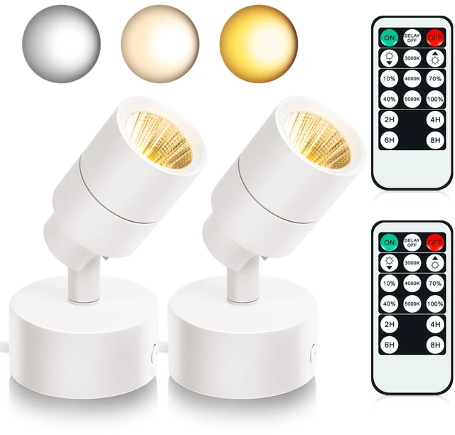 Main image of 2-Pack Spot Lights Indoor, 5W Plants Uplighting Indoor with Remote Control Uplights Indoor with 3-CCT, Timer & Dimmable, Floor Accent Light for Plant, Painting, Picture with 6.56 FT Plug Cord, White