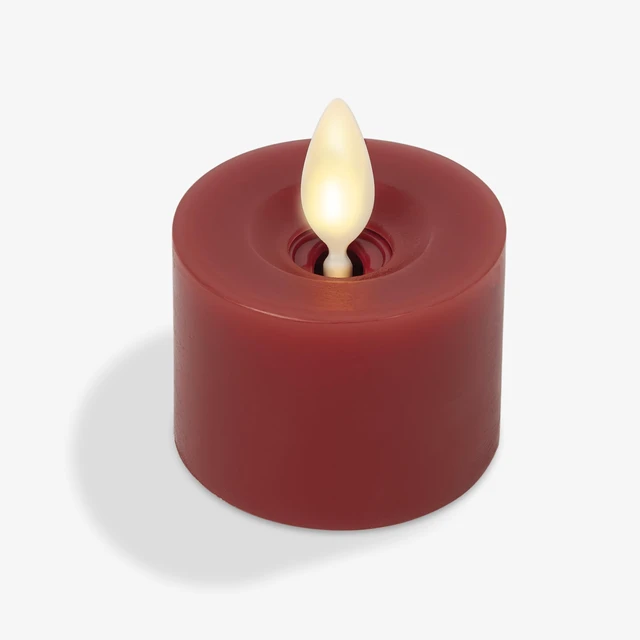Alt view image 7 of 7 - 2-Pack Moving Flame LED Flameless Tealight (2" x 2") Battery Operated Plastic LED Flameless Tea Light (Holiday Red)