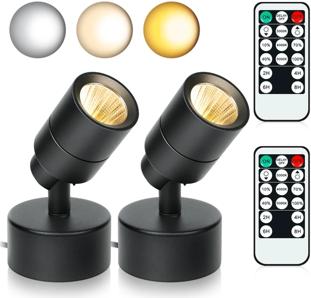 Main image of 2-Pack Spot Lights Indoor, 5W Plants Uplighting Indoor with Remote Control Uplights Indoor with 3-CCT, Timer & Dimmable, Floor Accent Light for Plant, Painting, Picture, Artwork with 6.56 FT Plug Cord