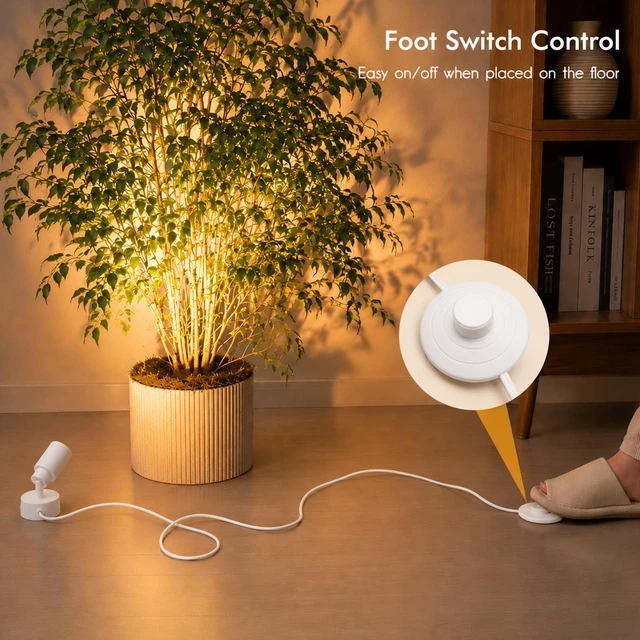 Alt view image 7 of 7 - 2-Pack Spot Lights Indoor, 5W Plants Uplighting Indoor with Remote Control Uplights Indoor with 3-CCT, Timer & Dimmable, Floor Accent Light for Plant, Painting, Picture with 6.56 FT Plug Cord, White