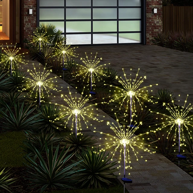 Alt view image 5 of 7 - Christmas Solar Garden Firework Lights Outdoor Waterproof 6 Pack Solar Powered Art Stake Twinkle Lighting for Outside Decor, 120 LED Warm White
