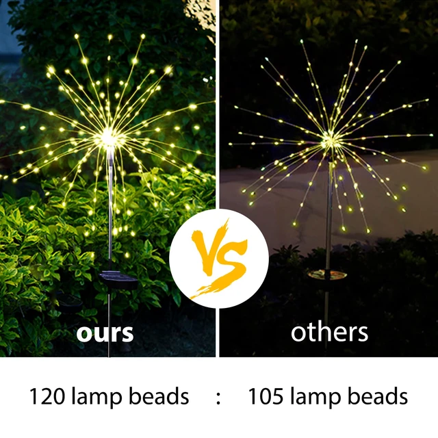 Alt view image 6 of 7 - Christmas Solar Garden Firework Lights Outdoor Waterproof 6 Pack Solar Powered Art Stake Twinkle Lighting for Outside Decor, 120 LED Warm White