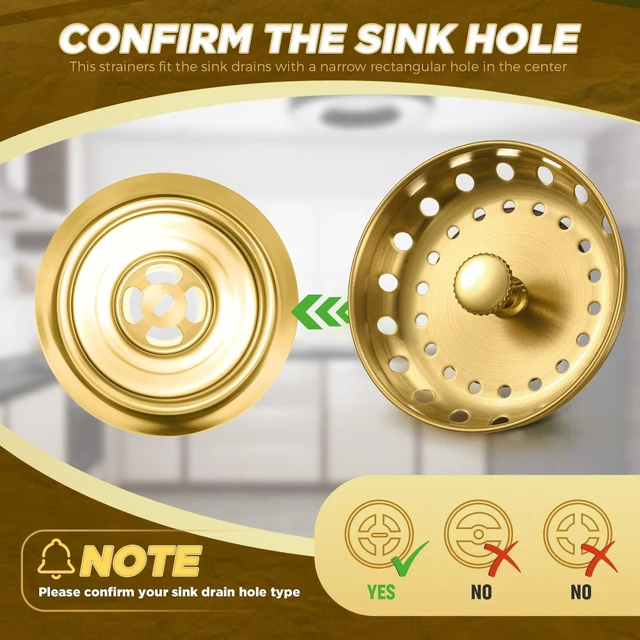 Alt view image 3 of 7 - 3 Pcs Sink Plug Stopper Disposal Drain Strainer,Antique Gold Stainless Steel, Universal Fit for Kitchen Drains, Anti-clogging Mesh Basket, Strainer and Plug Stoppers for Garbage Disposal