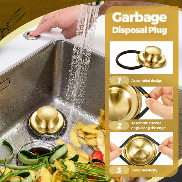 Alt view image 5 of 7 - 3 Pcs Sink Plug Stopper Disposal Drain Strainer,Antique Gold Stainless Steel, Universal Fit for Kitchen Drains, Anti-clogging Mesh Basket, Strainer and Plug Stoppers for Garbage Disposal
