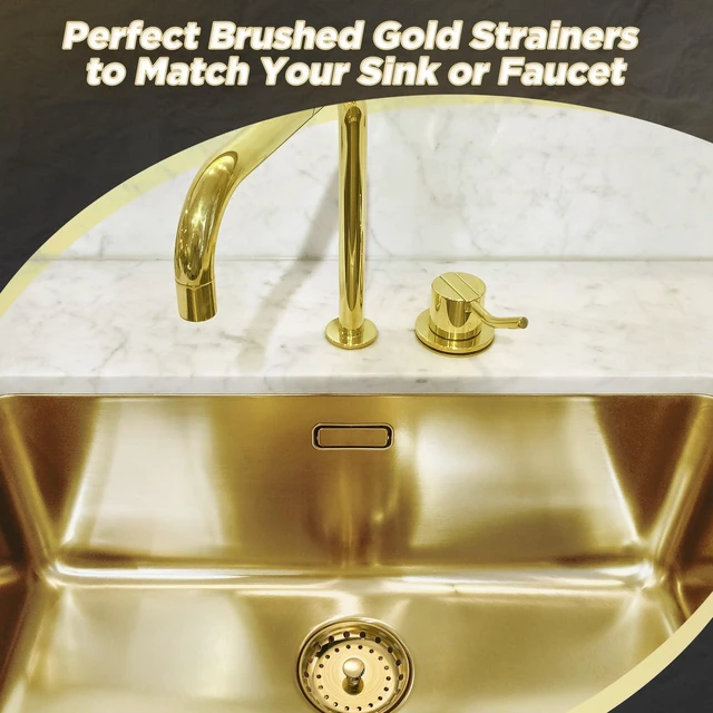 Alt view image 7 of 7 - 3 Pcs Sink Plug Stopper Disposal Drain Strainer,Antique Gold Stainless Steel, Universal Fit for Kitchen Drains, Anti-clogging Mesh Basket, Strainer and Plug Stoppers for Garbage Disposal