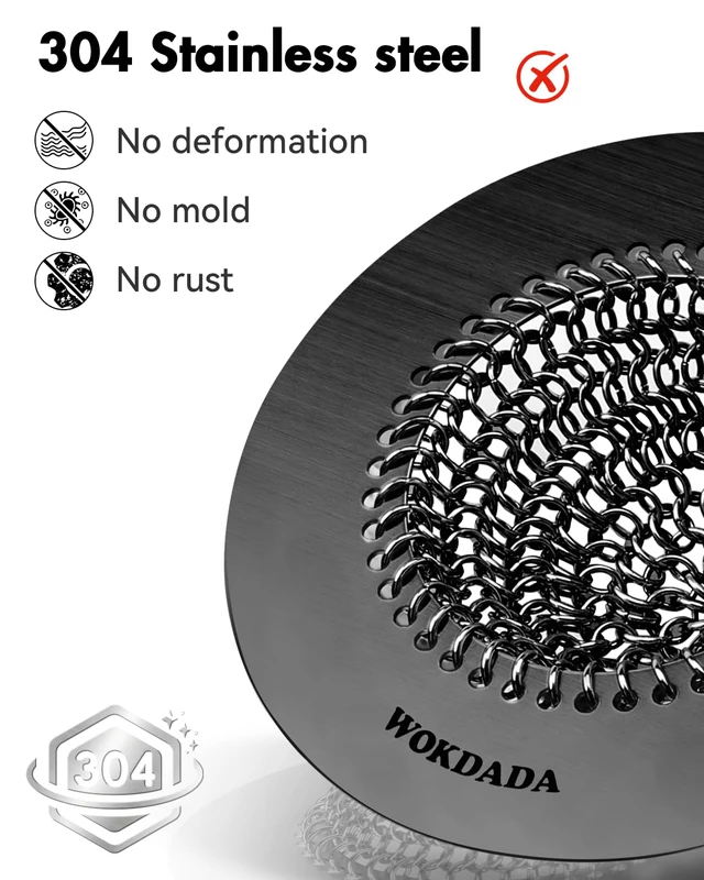 Alt view image 4 of 7 - Reversible Kitchen Sink Drain Strainer, Anti-Clog Flat Edge, Black Fast Drainage, Easy Flip Cleaning, Anti-Slip Fit, Scratch Resistant, Fade Proof, Anti-Rust, Patented Chain Mesh sink strainer