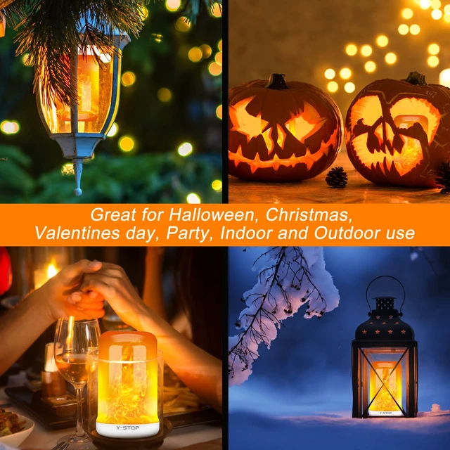 Alt view image 2 of 6 - Flame Light Bulbs, Upgraded 4 Modes Fire Light Bulb with Upside Down Effect, E26 Base Flickering Light Bulb for Halloween Decorations, Christmas, Outdoor, Indoor, Home Decor, White, 2 Pack