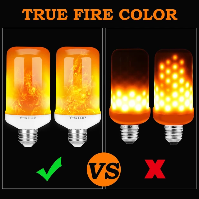 Alt view image 4 of 6 - Flame Light Bulbs, Upgraded 4 Modes Fire Light Bulb with Upside Down Effect, E26 Base Flickering Light Bulb for Halloween Decorations, Christmas, Outdoor, Indoor, Home Decor, White, 2 Pack
