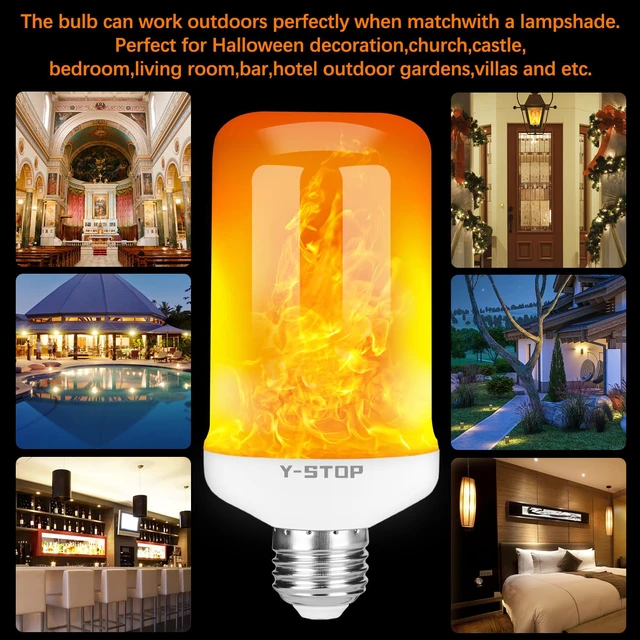 Alt view image 6 of 6 - Flame Light Bulbs, Upgraded 4 Modes Fire Light Bulb with Upside Down Effect, E26 Base Flickering Light Bulb for Halloween Decorations, Christmas, Outdoor, Indoor, Home Decor, White, 2 Pack
