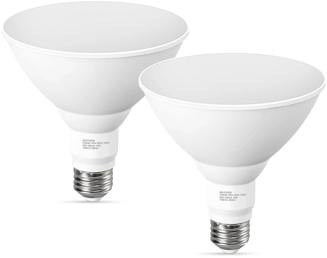 Main image of PAR38 Outdoor Flood Light Bulbs, LED Flood Light Bulb Warm White 3000K, 100W Equivalent, 1050LM, Dimmable E26 Base for Porch Garage Yard, 2 Pack