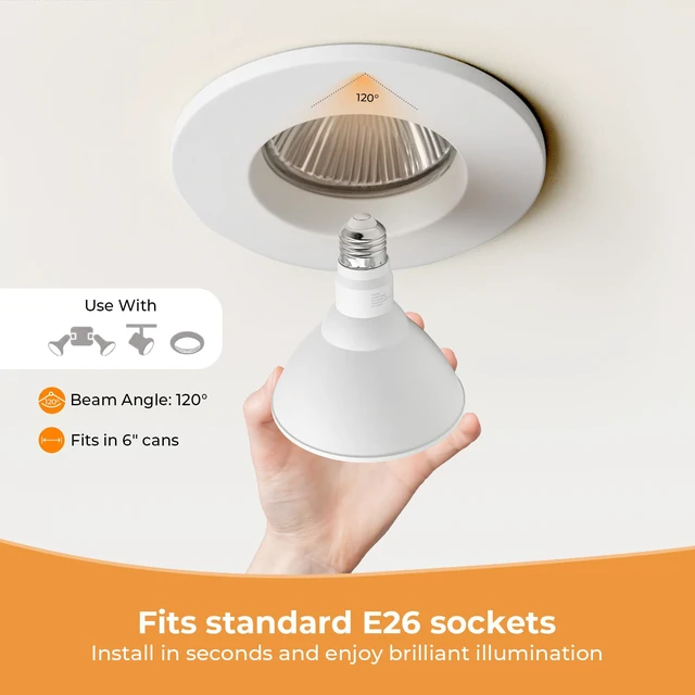 Alt view image 5 of 7 - PAR38 Outdoor Flood Light Bulbs, LED Flood Light Bulb Warm White 3000K, 100W Equivalent, 1050LM, Dimmable E26 Base for Porch Garage Yard, 2 Pack