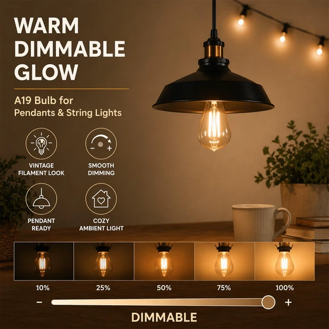 Alt view image 3 of 7 - 75 Watt Incandescent Light Bulbs, A19 Incandescent Bulb 60+ watts, Shatter-Resistant and Durable, Warm White Light (12-Pack)