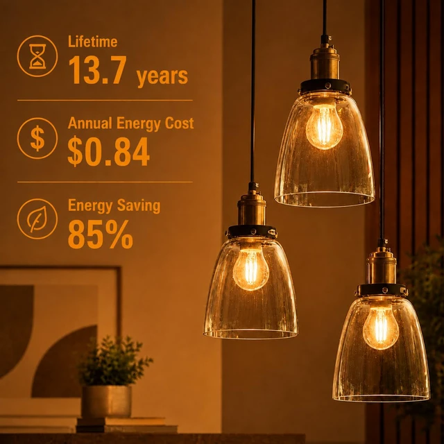Alt view image 5 of 7 - A19 Vintage Dimmable LED Light Bulbs, E26 Base 60W Equivalent, 6 Pack 2200K Amber Warm White, 8W, 800 Lumens High Brightness, CRI 80+, Clear Glass Edison Filament, for Home, Farmhouse
