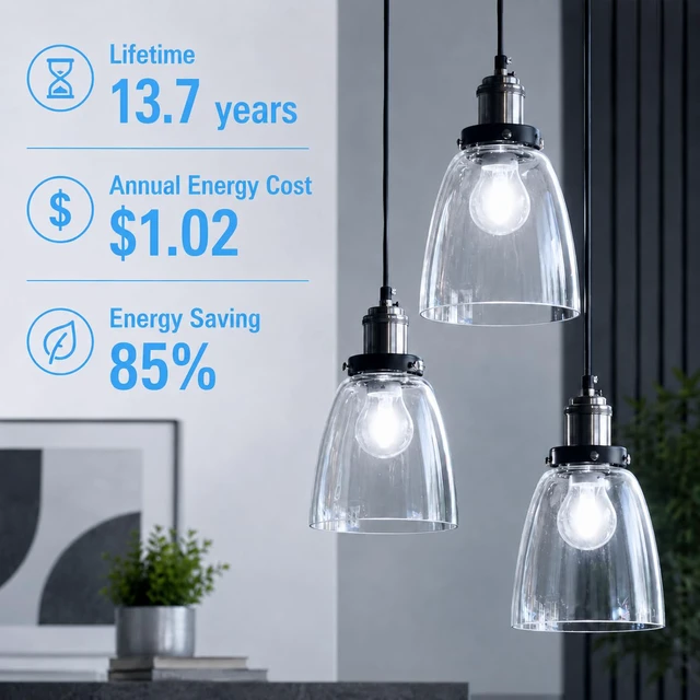 Alt view image 5 of 7 - A19 Vintage Dimmable LED Light Bulbs, E26 Base 60W Equivalent, 12 Pack 5000K Daylight White, 8W, 800 Lumens High Brightness, CRI 80+, Clear Glass Edison Vintage Filament, for Home, Farmhouse