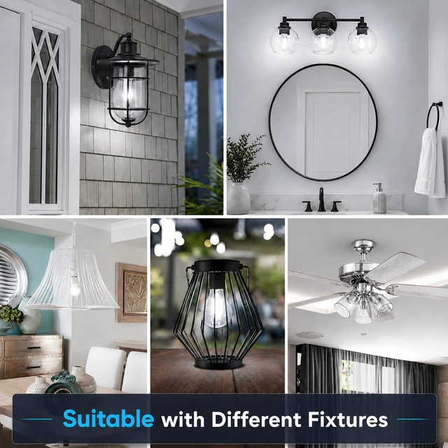 Alt view image 6 of 7 - A19 Vintage Dimmable LED Light Bulbs, E26 Base 60W Equivalent, 12 Pack 5000K Daylight White, 8W, 800 Lumens High Brightness, CRI 80+, Clear Glass Edison Vintage Filament, for Home, Farmhouse