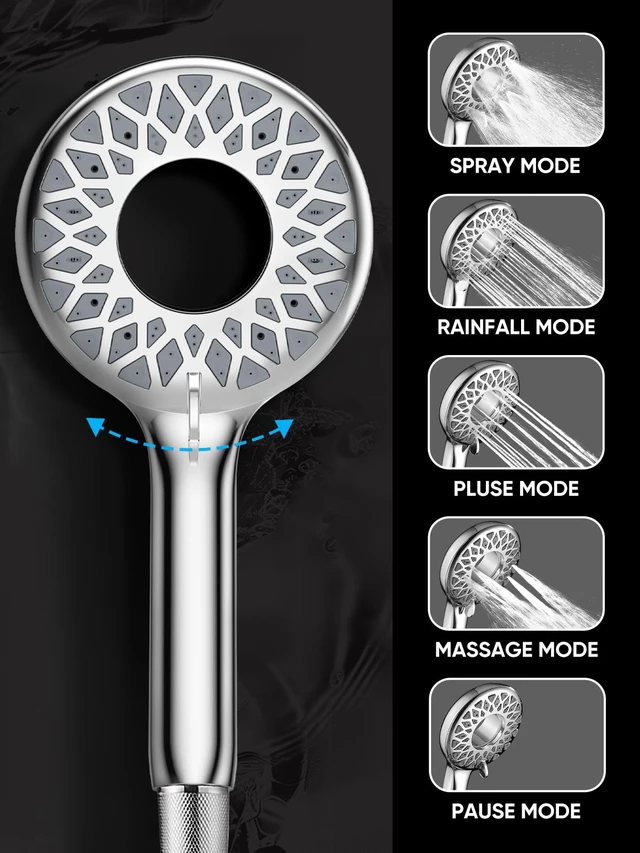 Alt view image 2 of 7 - ® Dual Shower Head with Magnetic Handheld, Chrome Rain Shower Combo, 2-in-1 Fixed & Detachable, Multiple Spray Modes, Built-in Magnet Dock, 6ft Hose