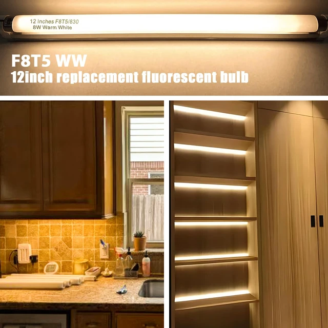 Alt view image 6 of 7 - 8 Pack F8T5/WW Fluorescent Bulbs Warm White 3000K, 12 inch Under Cabinet Light Bulb, T5 8 Watt Fluorescent Tube Soft White, G5 Mini Bi 460 Lumens No Dimmable
