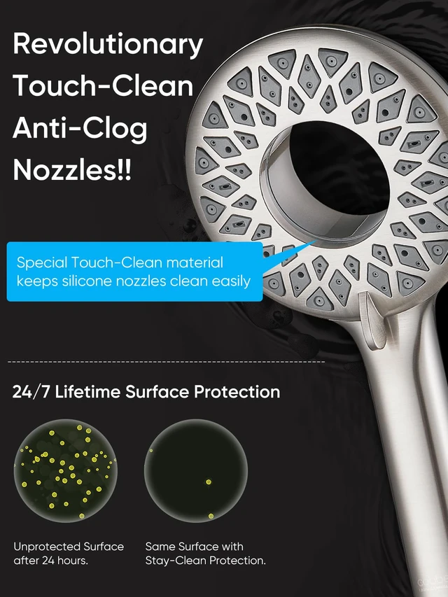 Alt view image 5 of 7 - ® Dual Shower Head with Magnetic Handheld, Brushed Nickel Rain Shower Combo, 2-in-1 Fixed & Detachable, Multiple Spray Modes, Built-in Magnet Dock, 6ft Hose